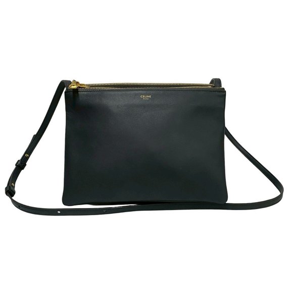 CELINE Gray Leather Shoulder Bag - Picture 1 of 9
